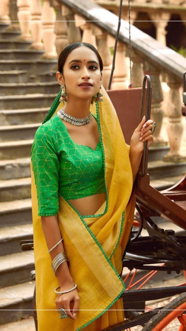 New Linen Silk with Sequence Saree with Mask 03