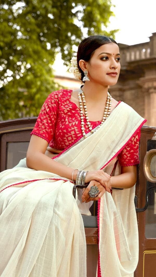 New Linen Silk with Sequence Saree with Mask 04