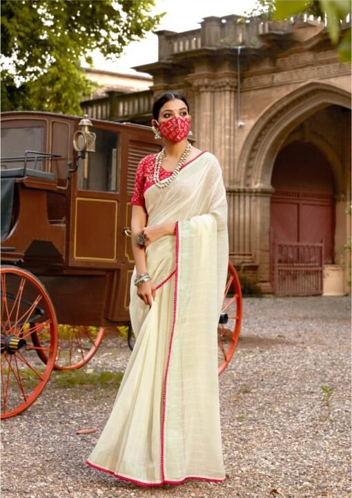 New Linen Silk with Sequence Saree with Mask 04