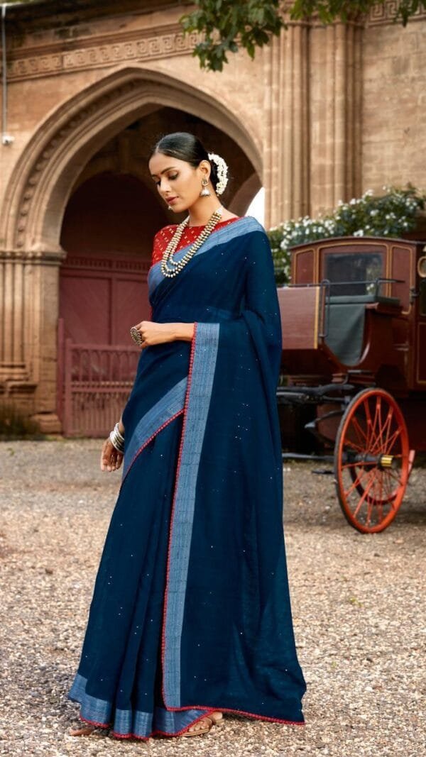 New Linen Silk with Sequence Saree with Mask 07