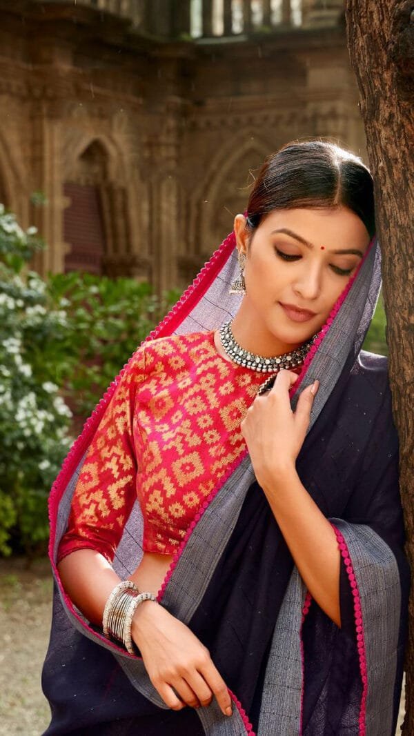 New Linen Silk with Sequence Saree with Mask 02