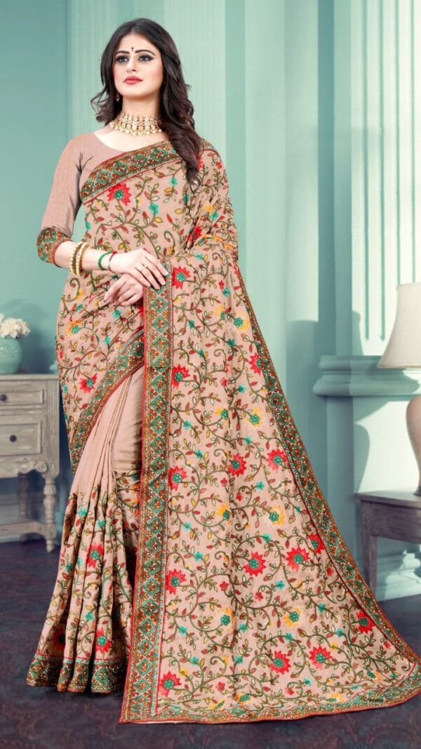 New Latest Design Full Embroidery Work Saree 01