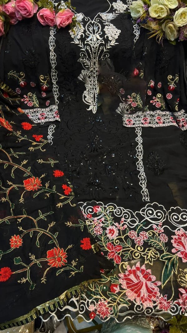 Black super hit design Pakistani suits with Embroidery