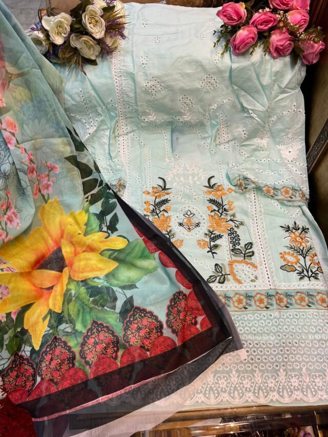 New Pakistani Lawn Cotton Heavy Embroidered Suits 03