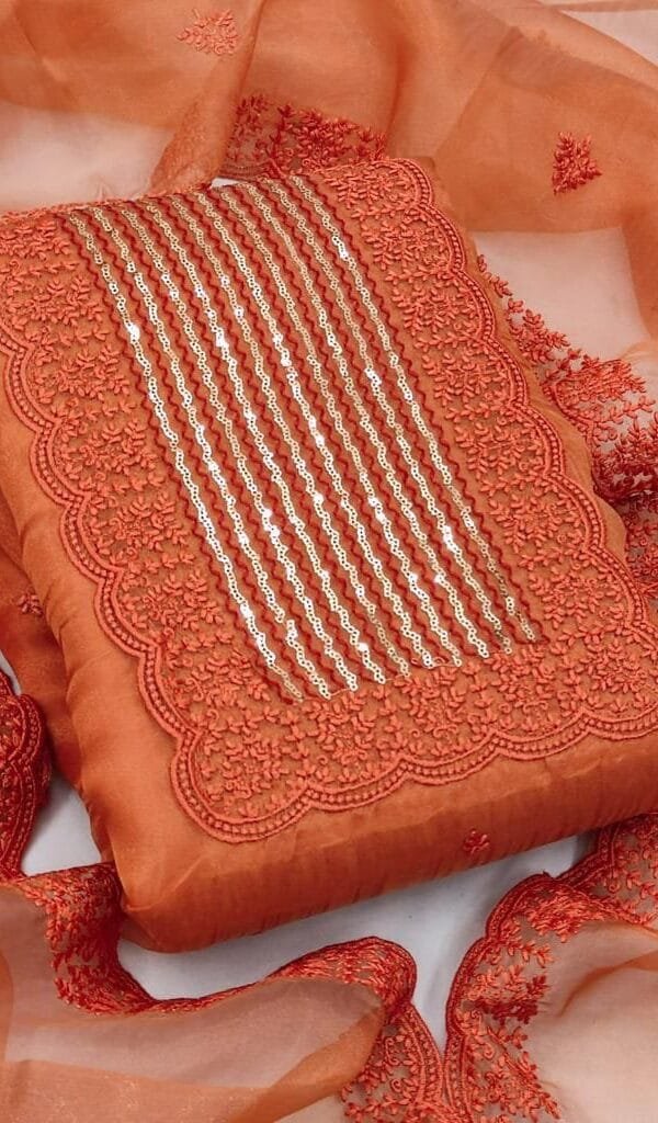 Organza Sequence Work Dress Material Suit 02