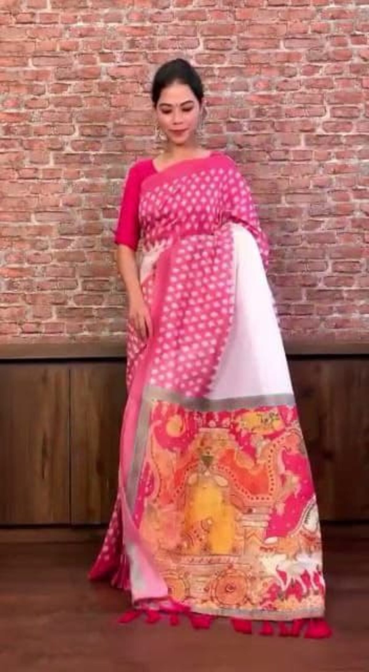 Ready to Wear Banarasi semi silk With Border Wrap in One Minute Saree