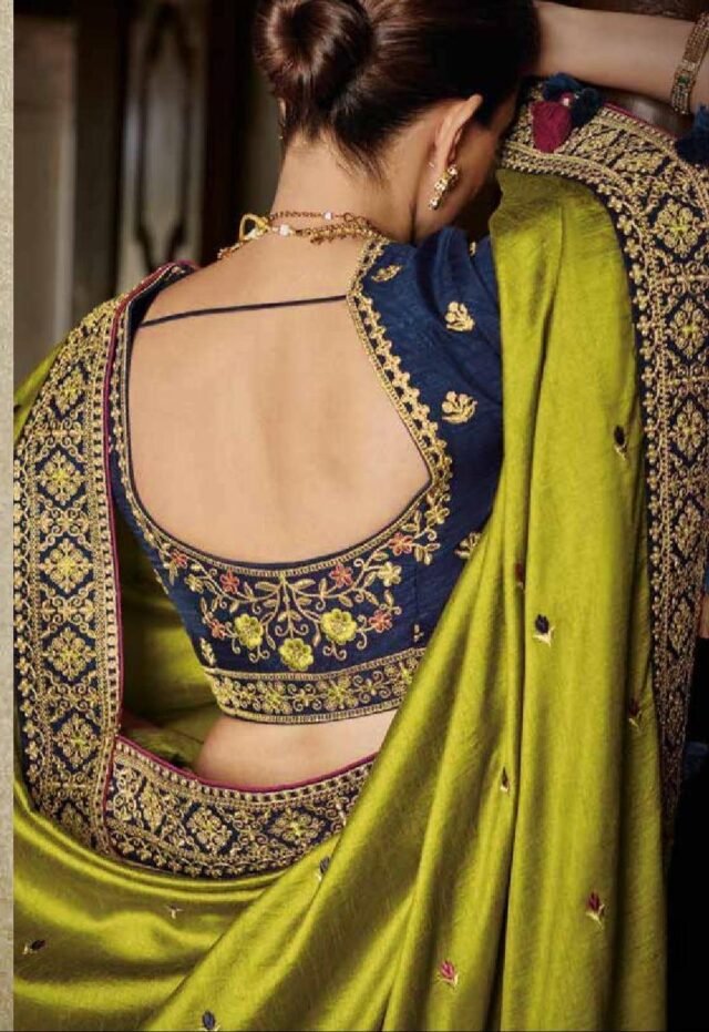 New Royal Look Vichitra Silk Embroidery Saree