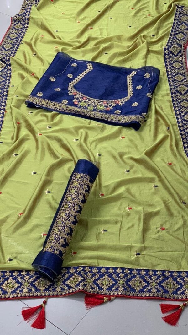 New Royal Look Vichitra Silk Embroidery Saree