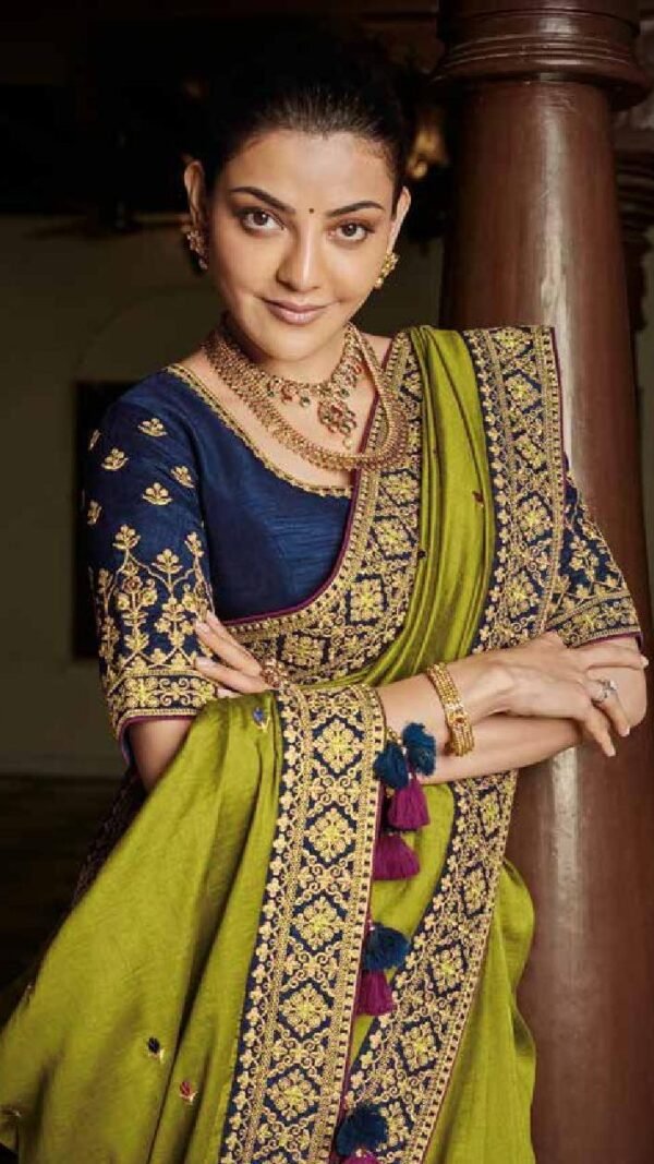 New Royal Look Vichitra Silk Embroidery Saree