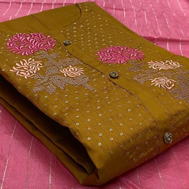 Slab Cotton with Sequince Work Dress Material 01