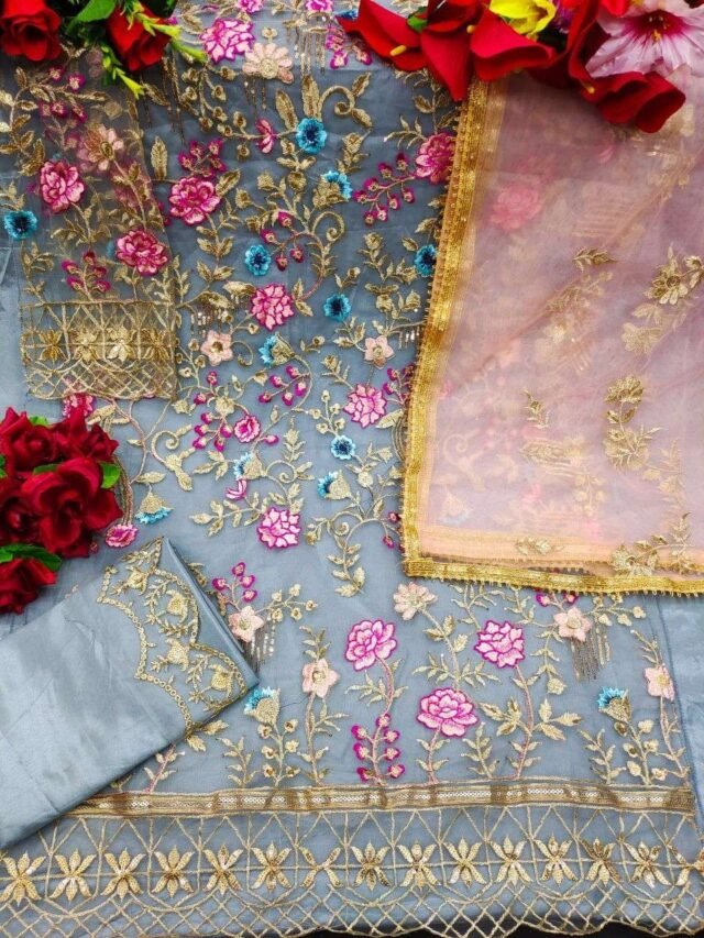 Designer Pakistani Suits Online Butterfly Net With Embroidery 02