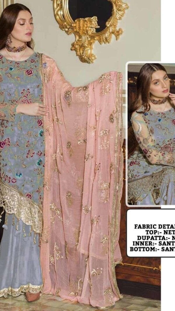 Designer Pakistani Suits Online Butterfly Net With Embroidery 02