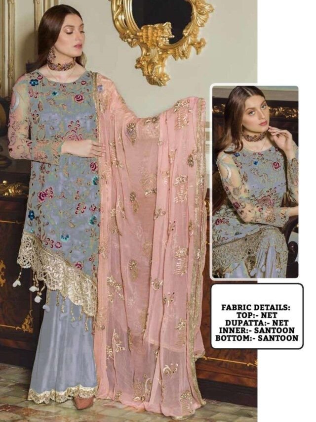 Designer Pakistani Suits Online Butterfly Net With Embroidery 02