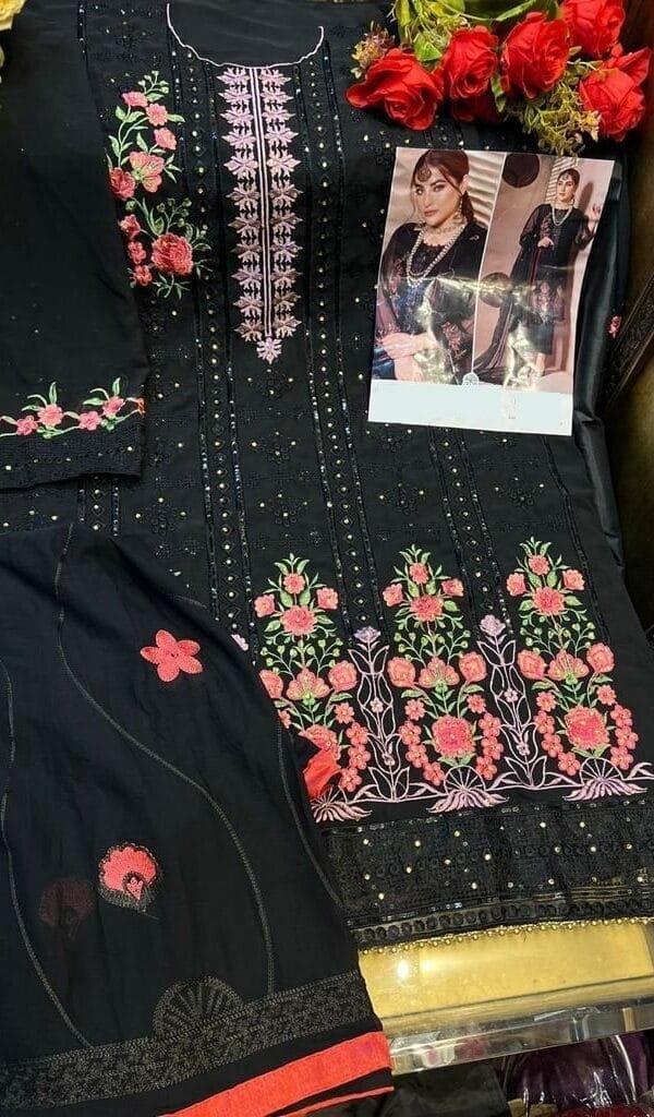 Georgette Embroidered Dn 10008 Pakistani Suits Black