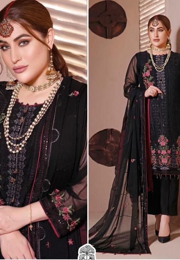 Georgette Embroidered Dn 10008 Pakistani Suits Black