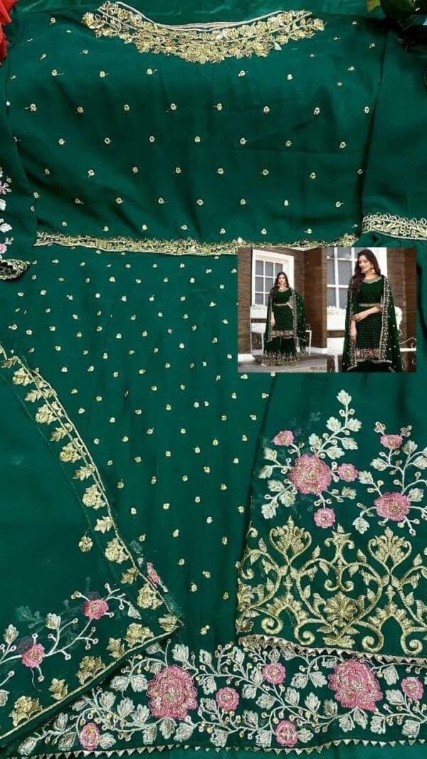 Heavy Georgette Full Stiched Free Size Embroidery Work Suits Dn 8022-A