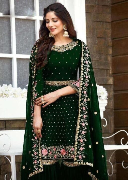 Heavy Georgette Full Stiched Free Size Embroidery Work Suits Dn 8022-A