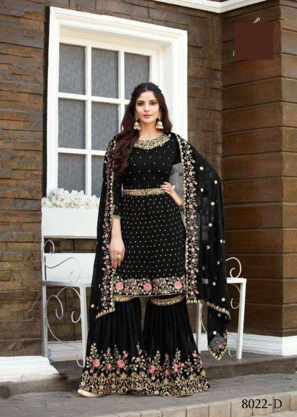 Heavy Georgette Full Stiched Free Size Embroidery Work Suits Dn 8022 D 1