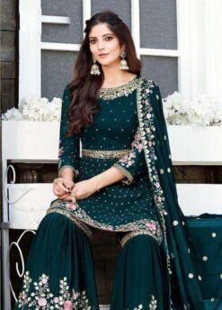 Heavy Georgette Full Stiched Free Size Embroidery Work Suits Dn 8022-E