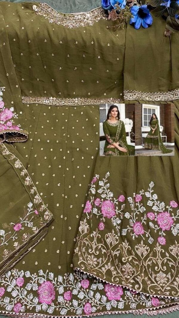 Heavy Georgette Full Stiched Free Size Embroidery Work Suits Dn 8022-F