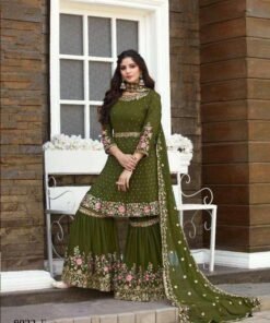 Heavy Georgette Full Stiched Free Size Embroidery Work Suits Dn 8022-F
