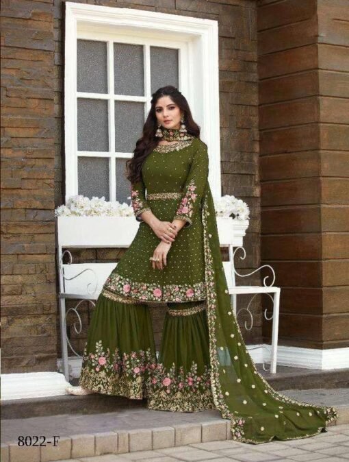Heavy Georgette Full Stiched Free Size Embroidery Work Suits Dn 8022-F