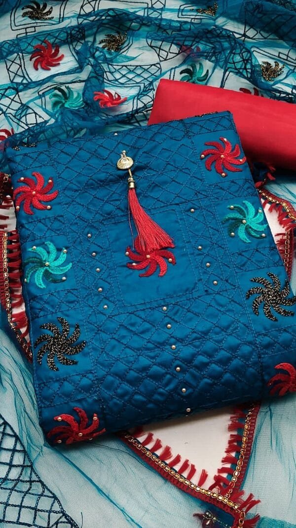 Dark Blue Unstitched Dress Material Wholesale In Surat