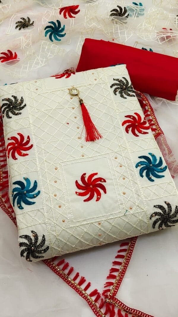 Light White Unstitched Dress Material Wholesale In Surat