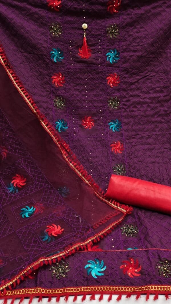 Purple Unstitched Dress Material Wholesale In Surat