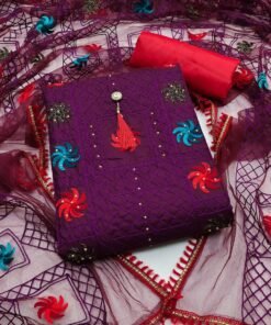 Purple Unstitched Dress Material Wholesale In Surat