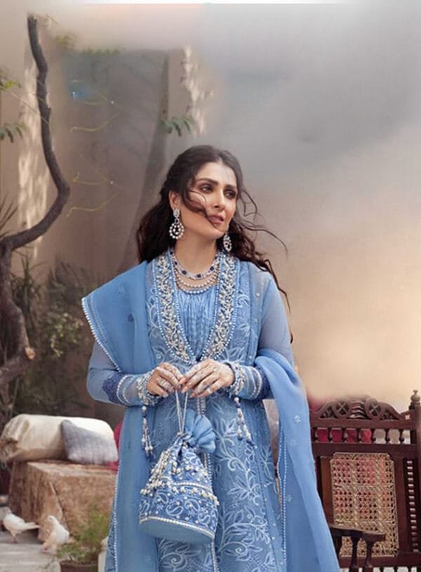 Pakistani Suit Design Online Dark Blue Colour Suit