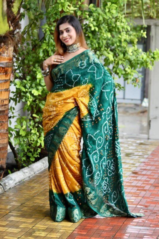 Cream Bandhani Bridal Saree - Sarees Designer Collection