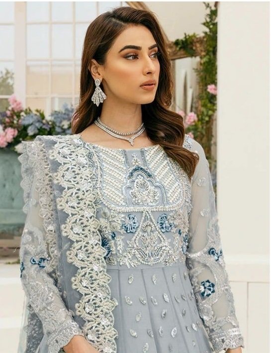 Buy Lehenga and Front Open Gown Pakistani Wedding Dress  Nameera by Farooq