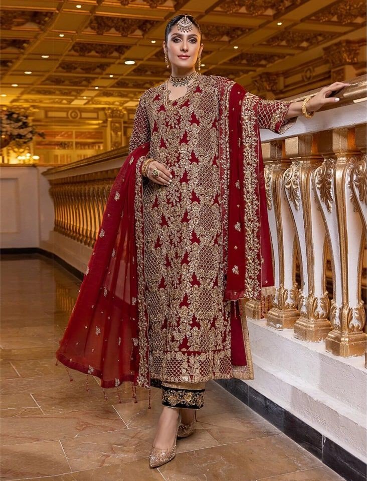 Pakistani fancy party dresses organza embroidered – Nameera by Farooq