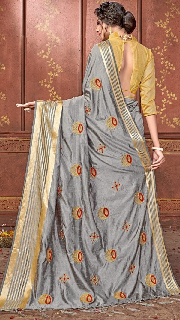 Blouse For Saree Online Gray Colour Saree - Designer Sarees Rs 500 to 1000