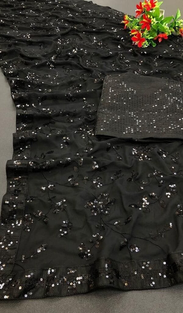 Designer Sarees Rs 500 to 1000 Balck Sarees