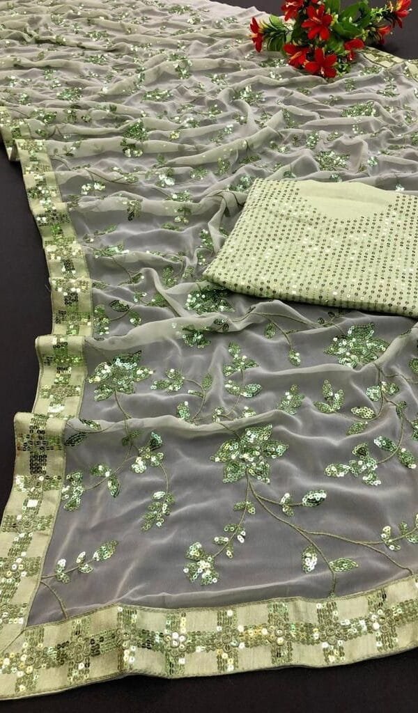 Designer Sarees Rs 500 to 1000 Light Green Sarees 02