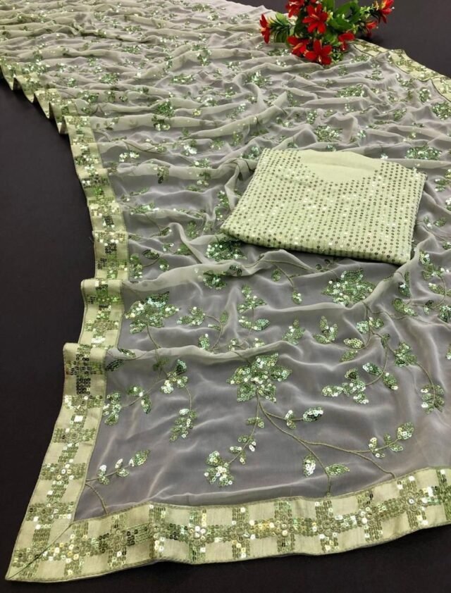 Designer Sarees Rs 500 to 1000 Light Green Sarees 02