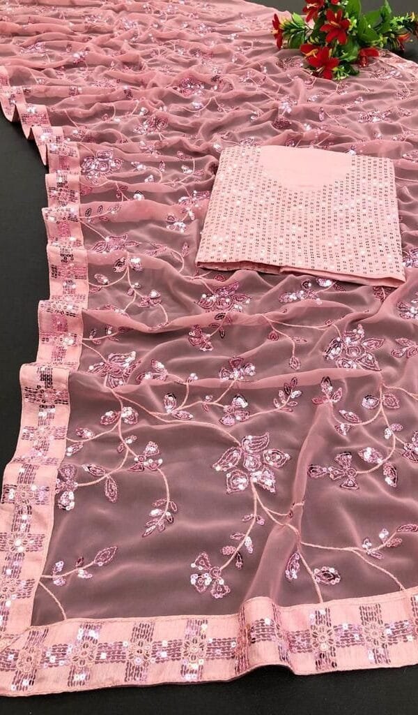 Designer Sarees Rs 500 to 1000 Pink Sarees 02