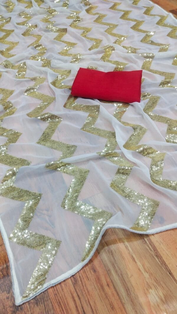 Designer Sarees Rs 500 to 1000 White Color