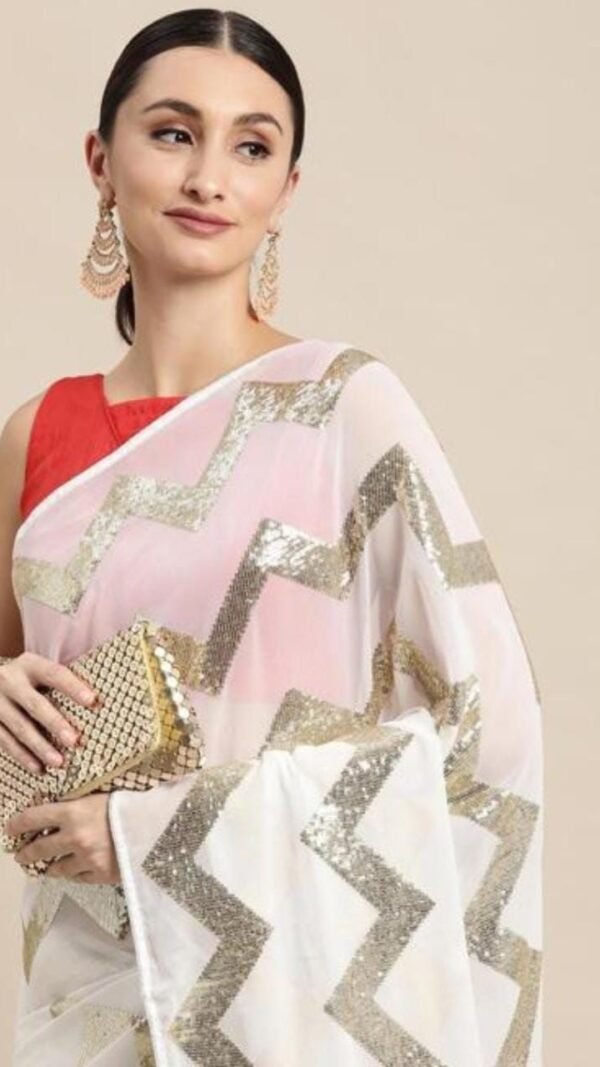 Designer Sarees Rs 500 to 1000 White Color