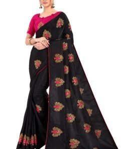 Online Saree Shopping Party Wear Black Colour Saree - Designer Sarees Rs 500 to 1000