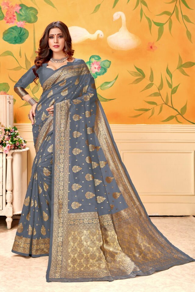 Nearby Saree Shop Grey Colour Saree - Designer Sarees Rs 500 to 1000