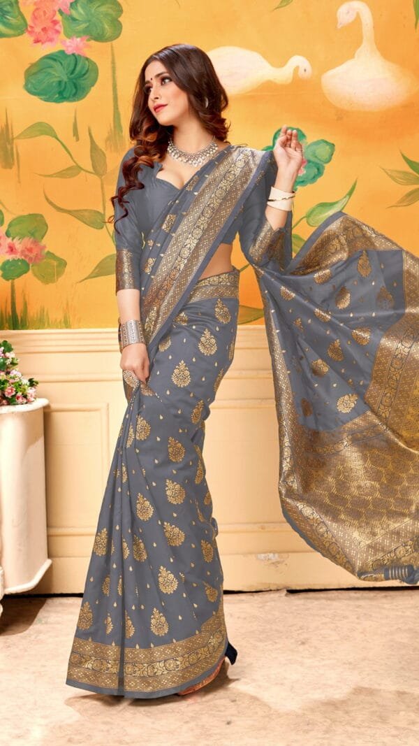 Nearby Saree Shop Grey Colour Saree - Designer Sarees Rs 500 to 1000