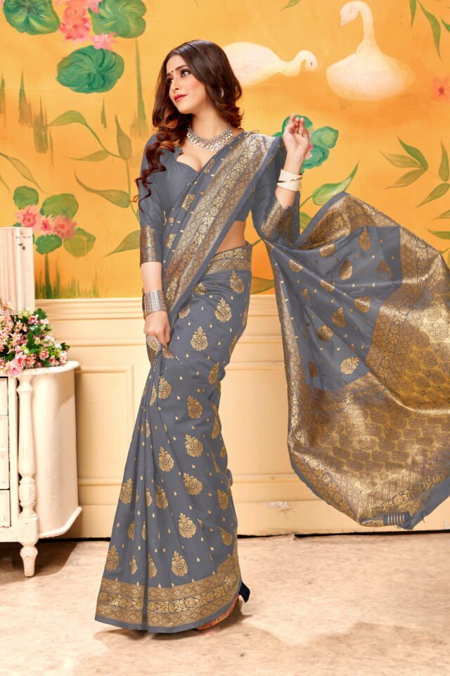 Nearby Saree Shop Grey Colour Saree - Designer Sarees Rs 500 to 1000