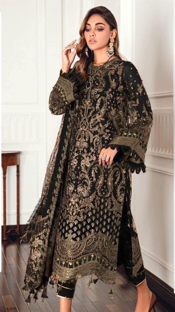 Maxi Pakistani Dress bleck - Pakistani Suits