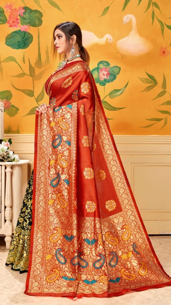 Online Saree Shopping Lowest Price Red Black Saree - Designer Sarees Rs 500 to 1000