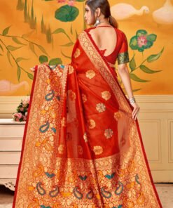 Online Saree Shopping Lowest Price Red Black Saree - Designer Sarees Rs 500 to 1000