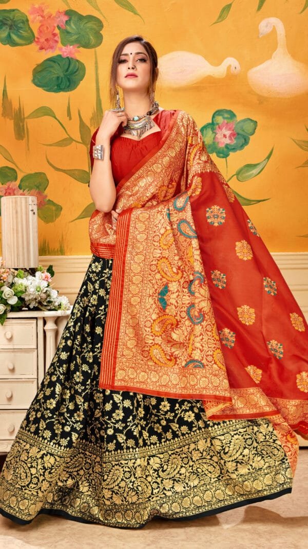 Online Saree Shopping Lowest Price Red Black Saree - Designer Sarees Rs 500 to 1000