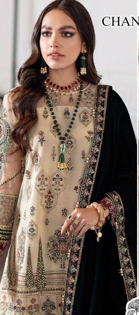 Pakistani Dress Fancy Gray- Pakistani Suits
